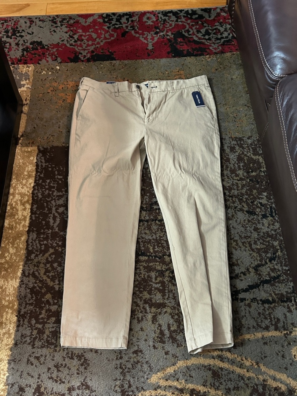 NWT Nautica Men's Beige Chino Pants - Classic Straight Fit - Picture 1 of 8
